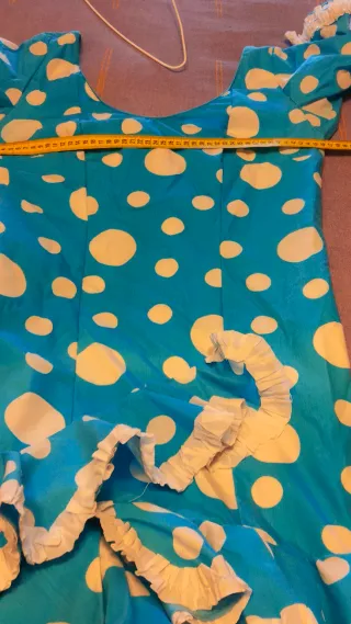 Traje Flamenca Turquesa Lunares Blancos