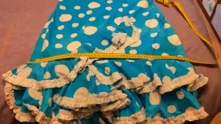 Traje Flamenca Turquesa Lunares Blancos