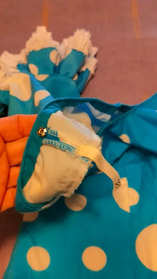 Traje Flamenca Turquesa Lunares Blancos