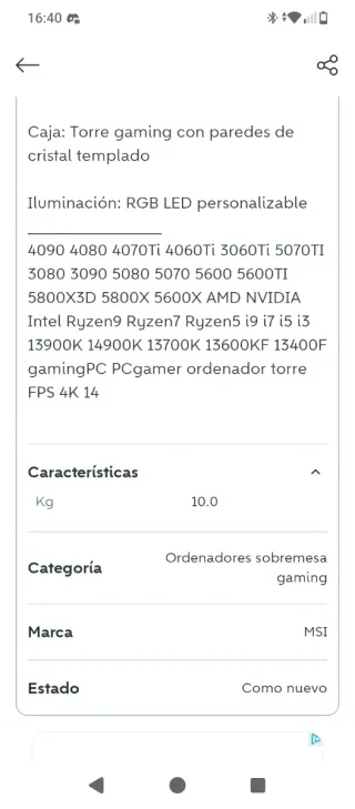 PC Gaming con luces LED