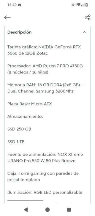 PC Gaming con luces LED