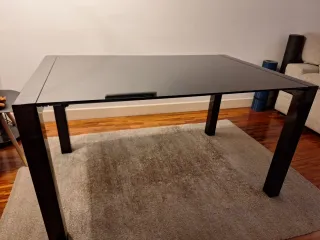 Mesa comedor extensible cristal negro