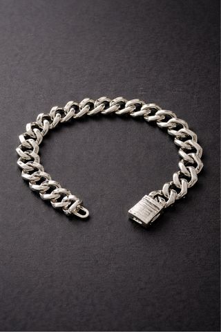 Pulsera Cubana con Circonitas Plateada