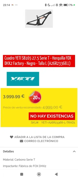 Yeti SB 165 Bicicleta 2026