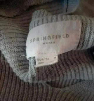 Jersey Gris Cuello Pico Encaje Beige