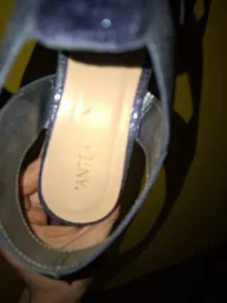 Sandalias Mujer Azul y Plateado