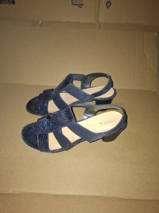 Sandalias Mujer Azul y Plateado