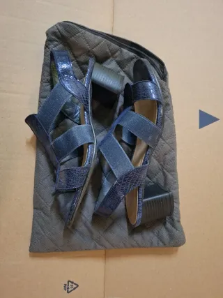 Sandalias Mujer Azul y Plateado