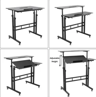 Escritorio Móvil Ajustable Negro