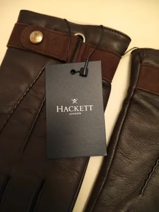 Guantes Hackett Piel Cordero Marrón Forro cachemir