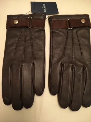 Guantes Hackett Piel Cordero Marrón Forro cachemir