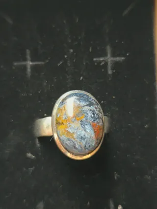 Anillo Plata Ley Pietersite Azul Multicolor