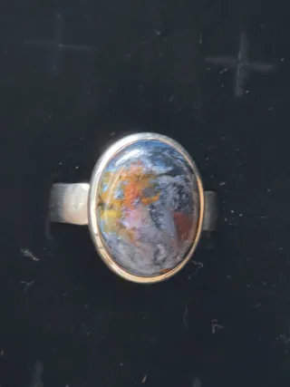 Anillo Plata Ley Pietersite Azul Multicolor