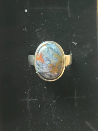 Anillo Plata Ley Pietersite Azul Multicolor