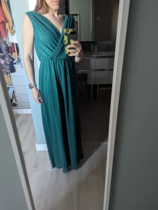 Vestido largo fiesta verde botella