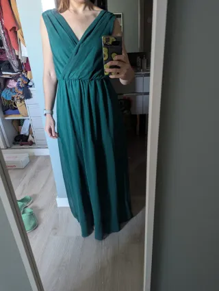 Vestido largo fiesta verde botella