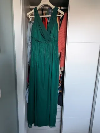 Vestido largo fiesta verde botella