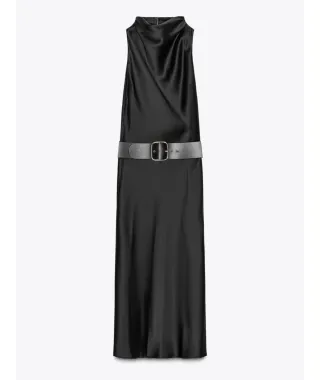 Vestido Zara Negro con Cinturón