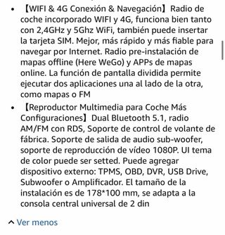 Radio Coche pantalla tactil Carplay 2 din