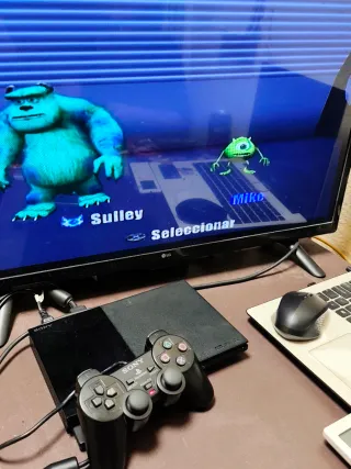 Consola PS2 Slim Black Charcoal + Mando Dualshock2