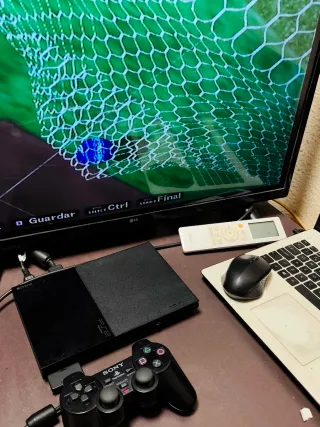 Consola PS2 Slim Black Charcoal + Mando Dualshock2