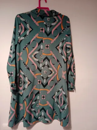 Vestido Camisero Estampado con tonos azulados