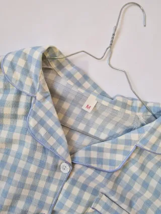 Pijama cuadros azul y blanco Talla M