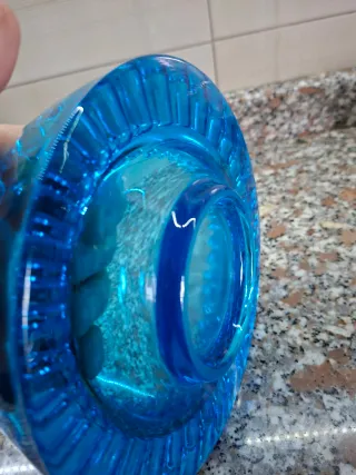 Posacenere vintage vetro blu diam cm 17