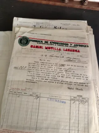 Lote papeles facturas antiguas