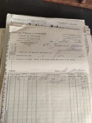 Lote papeles facturas antiguas