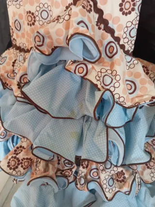 Traje Flamenca Albero y Celeste detalles en Marrón