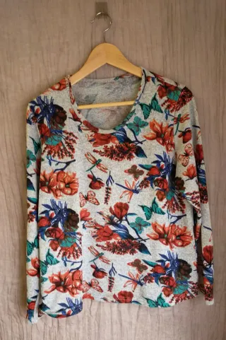 Jersey estampado floral con bufanda T. L-XL