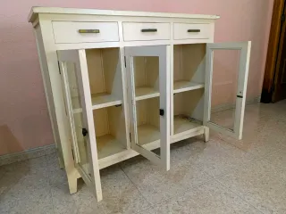 Mueble Vitrina Madera y Cristal