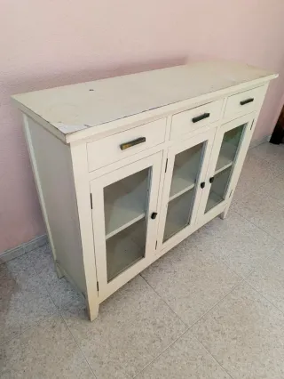 Mueble Vitrina Madera y Cristal