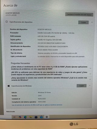 Ordenador LG Blanco Todo en Uno all in one