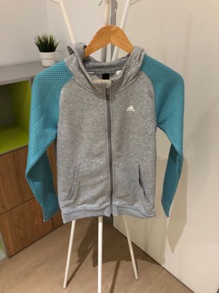 Chaqueta Adidas Hoodie Gris y Azul Gameday