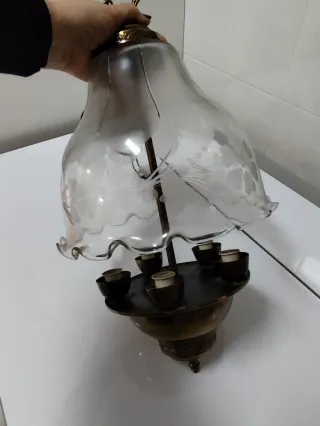 Lámpara colgante antigua cristal y metal