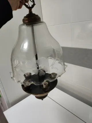 Lámpara colgante antigua cristal y metal