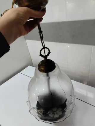 Lámpara colgante antigua cristal y metal