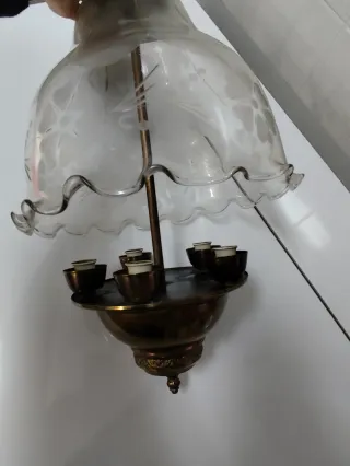 Lámpara colgante antigua cristal y metal