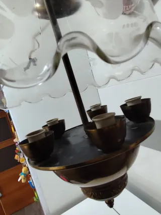 Lámpara colgante antigua cristal y metal