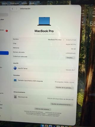 MacBook Pro 16 Negro - 36 GB - 1TB SSD