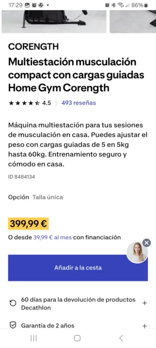 Multiestación de gimnasio con pesas