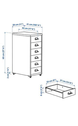 Cajonera metálica roja Ikea con ruedas