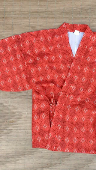 Kimono Haori Japonés Rojo Blanco