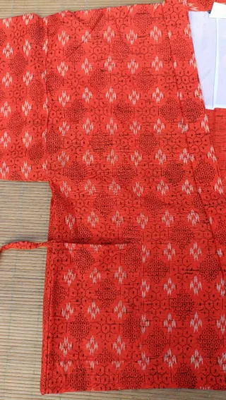 Kimono Haori Japonés Rojo Blanco