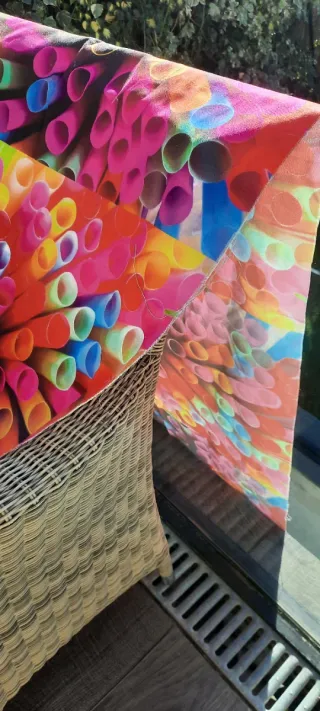 Retal tela con diseño de pajitas multicolor