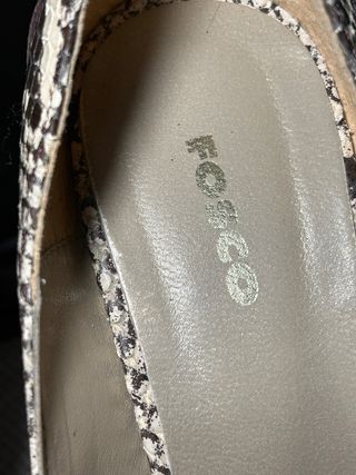 Zapatos Fosco Piel Efecto Pitón Tacon Beige/Marrón
