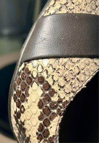 Zapatos Fosco Piel Efecto Pitón Tacon Beige/Marrón