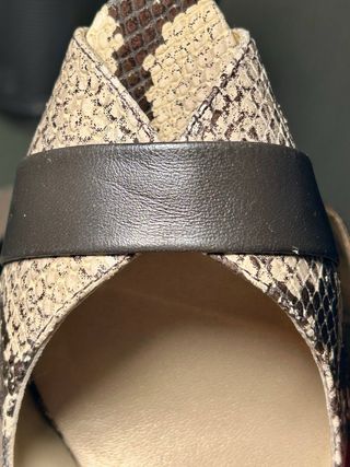 Zapatos Fosco Piel Efecto Pitón Tacon Beige/Marrón